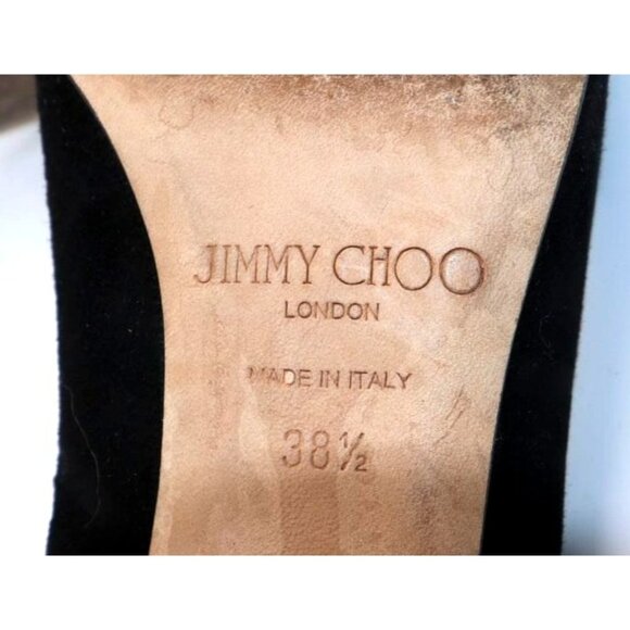 Jimmy Choo Black Suede Pumps Italy 38.5 Pointed Toe Stiletto Vintage Old Money - Picture 2 of 7